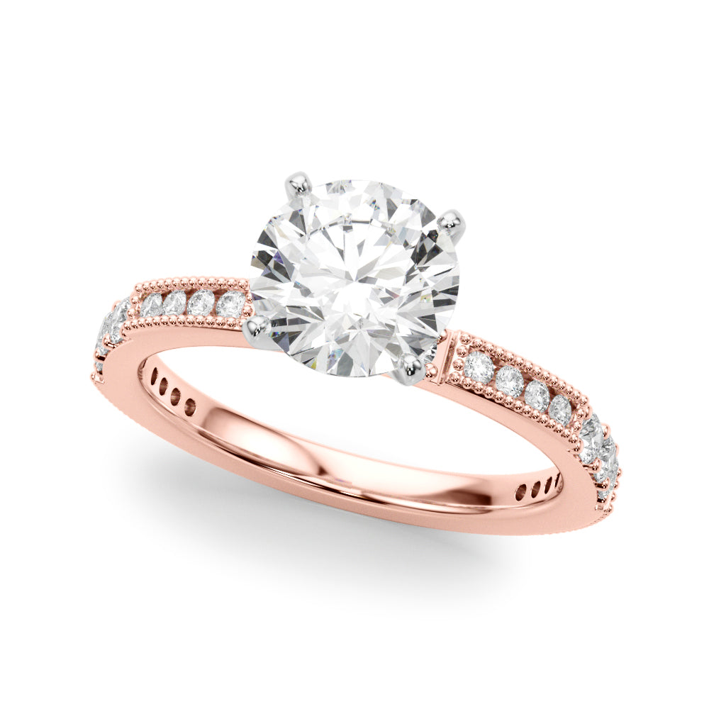 Lustrous Sidestone Round Diamond Engagement Ring — 9K/18K Gold & Platinum