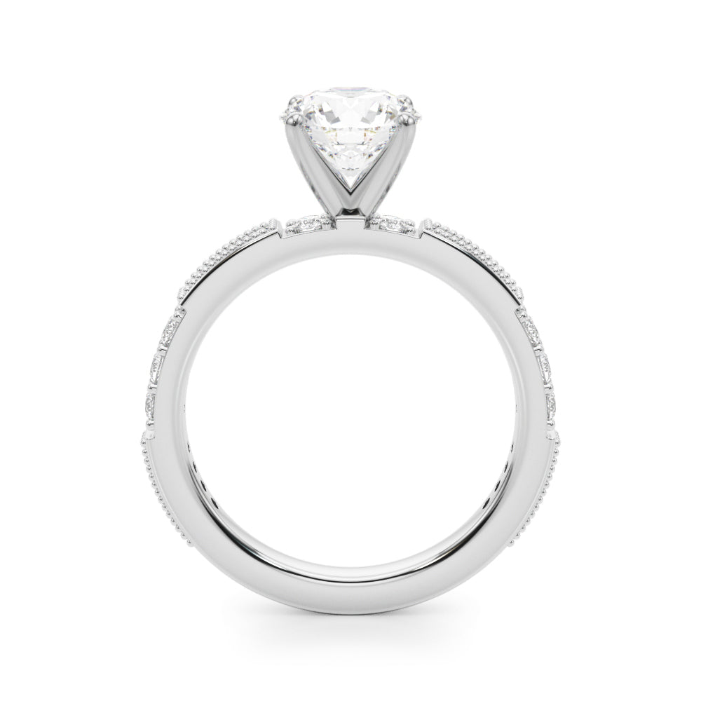 Lustrous Sidestone Round Diamond Engagement Ring — 9K/18K Gold & Platinum
