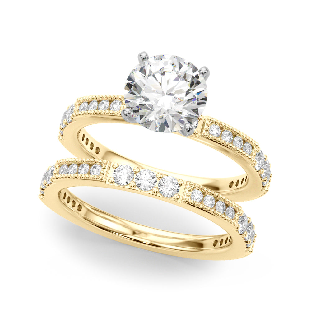 Lustrous Sidestone Round Diamond Engagement Ring — 9K/18K Gold & Platinum