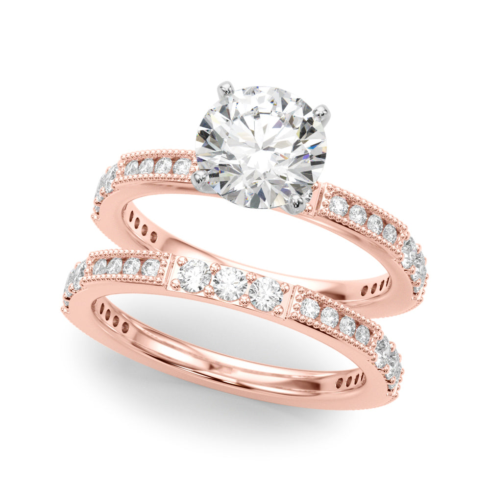 Lustrous Sidestone Round Diamond Engagement Ring — 9K/18K Gold & Platinum