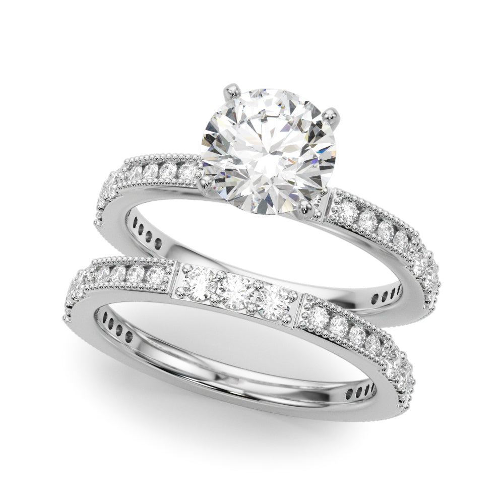 Lustrous Sidestone Round Diamond Engagement Ring — 9K/18K Gold & Platinum