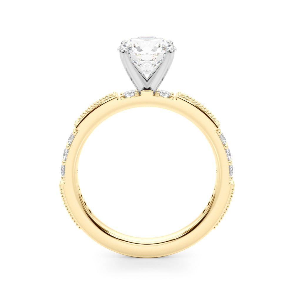 Lustrous Sidestone Round Diamond Engagement Ring — 9K/18K Gold & Platinum