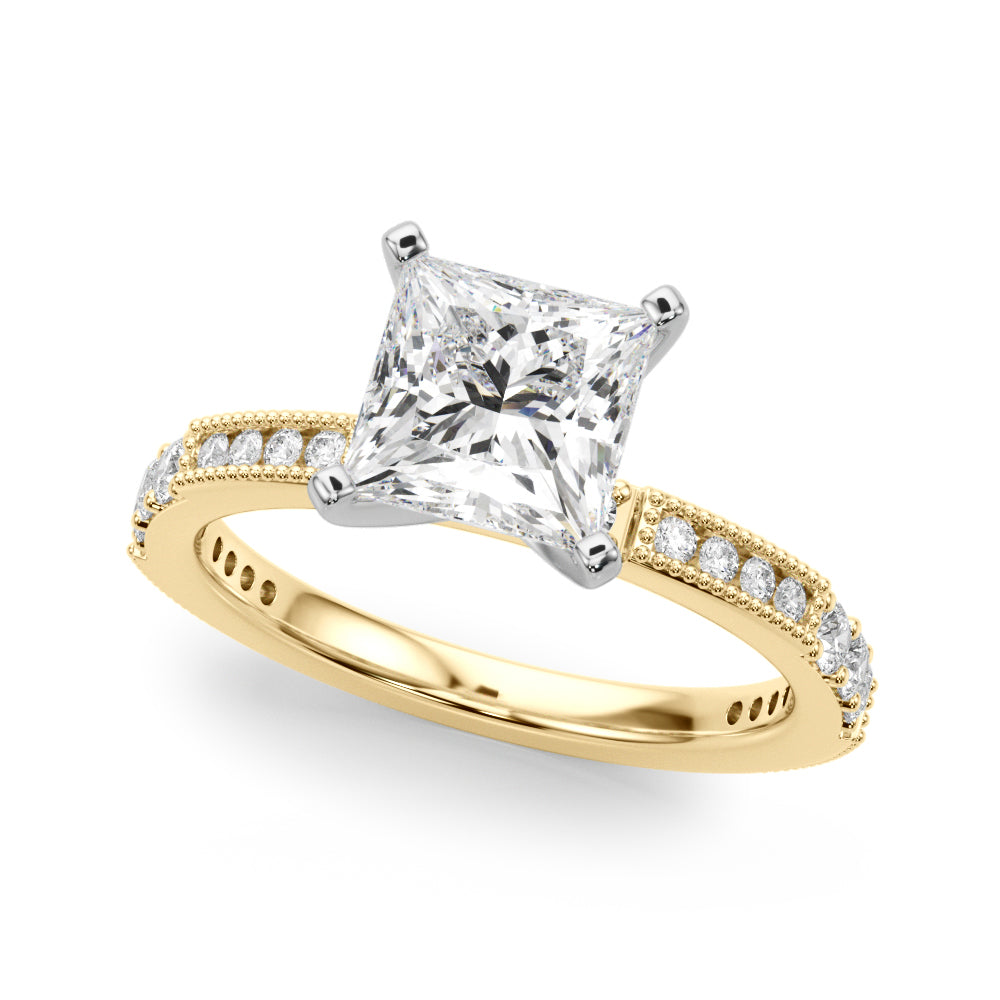 Lustrous Sidestone Round Diamond Engagement Ring — 9K/18K Gold & Platinum