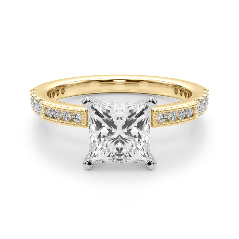 Lustrous Sidestone Round Diamond Engagement Ring — 9K/18K Gold & Platinum