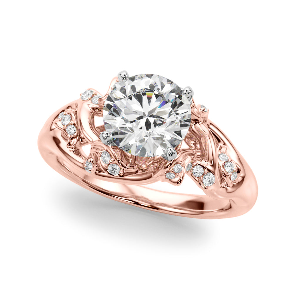 Opulent Sidestone Round Diamond Engagement Ring — 9K/18K Gold & Platinum
