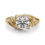Opulent Sidestone Round Diamond Engagement Ring — 9K/18K Gold & Platinum