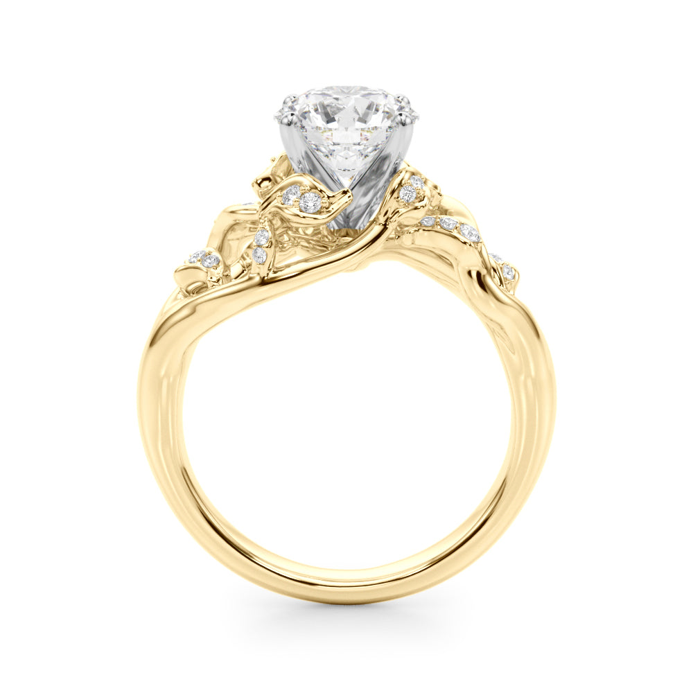 Opulent Sidestone Round Diamond Engagement Ring — 9K/18K Gold & Platinum