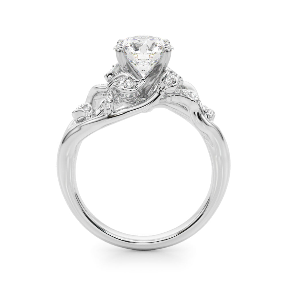 Opulent Sidestone Round Diamond Engagement Ring — 9K/18K Gold & Platinum