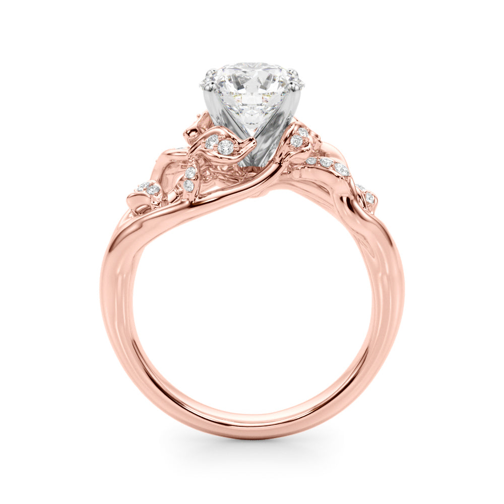 Opulent Sidestone Round Diamond Engagement Ring — 9K/18K Gold & Platinum