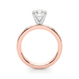 Crowned Straight Baguette Channel Set Round Diamond Engagement Ring — 9K/18K Gold & Platinum
