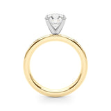 Crowned Straight Baguette Channel Set Round Diamond Engagement Ring — 9K/18K Gold & Platinum