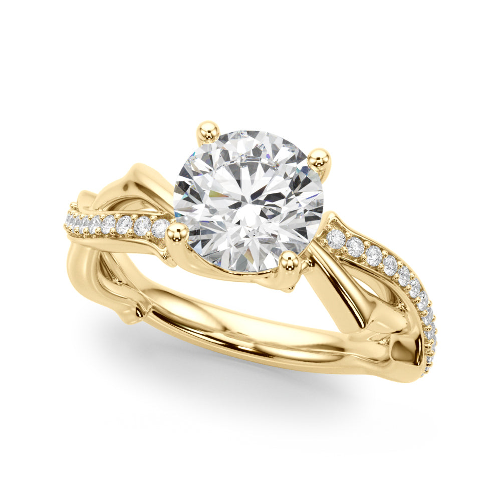 Graceful Twisted Shank Engagement Ring Round Diamond Engagement Ring — 9K/18K Gold & Platinum