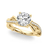 Graceful Twisted Shank Engagement Ring Round Diamond Engagement Ring — 9K/18K Gold & Platinum
