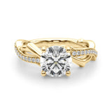Graceful Twisted Shank Engagement Ring Round Diamond Engagement Ring — 9K/18K Gold & Platinum