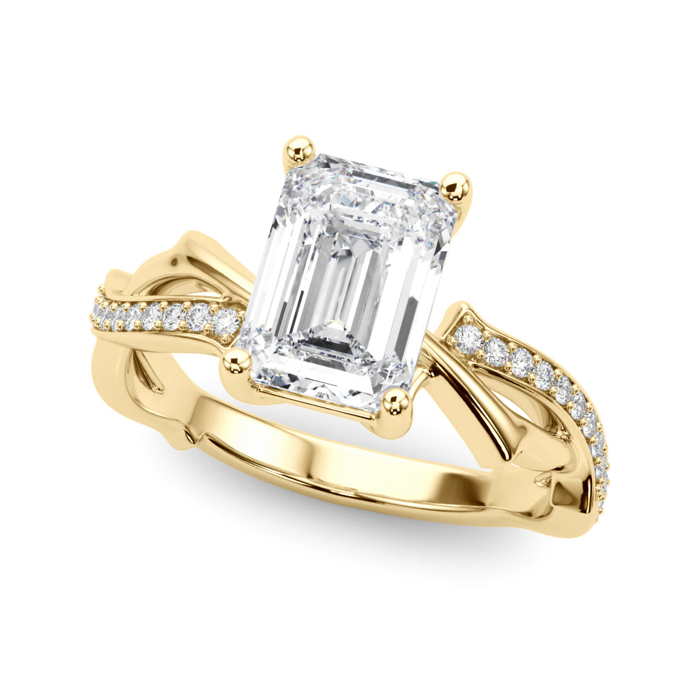 Graceful Twisted Shank Engagement Ring Round Diamond Engagement Ring — 9K/18K Gold & Platinum