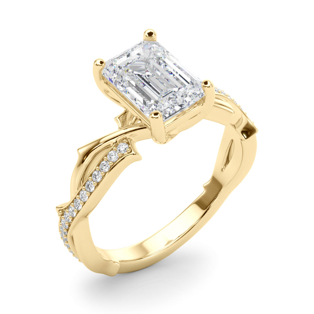 Graceful Twisted Shank Engagement Ring Round Diamond Engagement Ring — 9K/18K Gold & Platinum