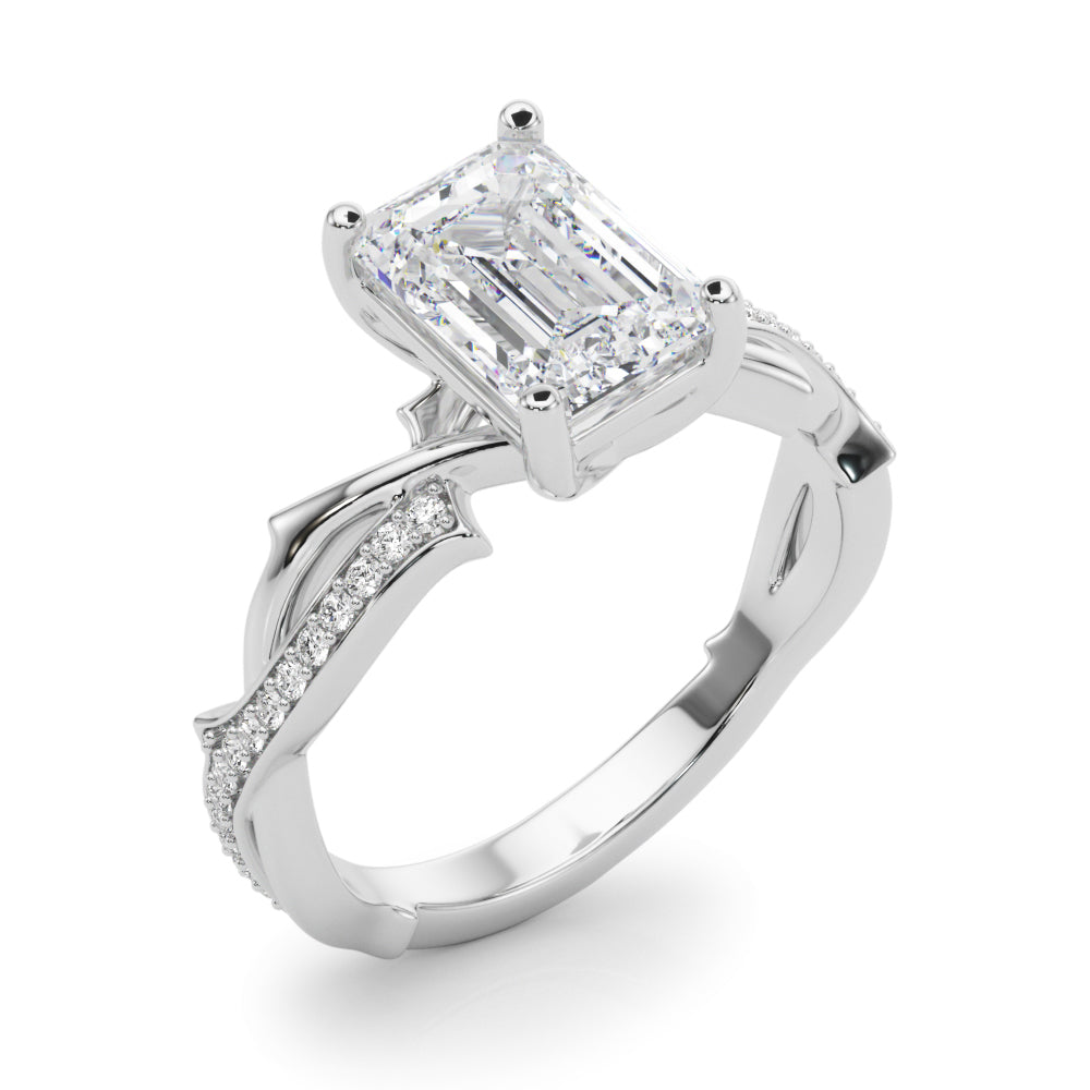 Graceful Twisted Shank Engagement Ring Round Diamond Engagement Ring — 9K/18K Gold & Platinum