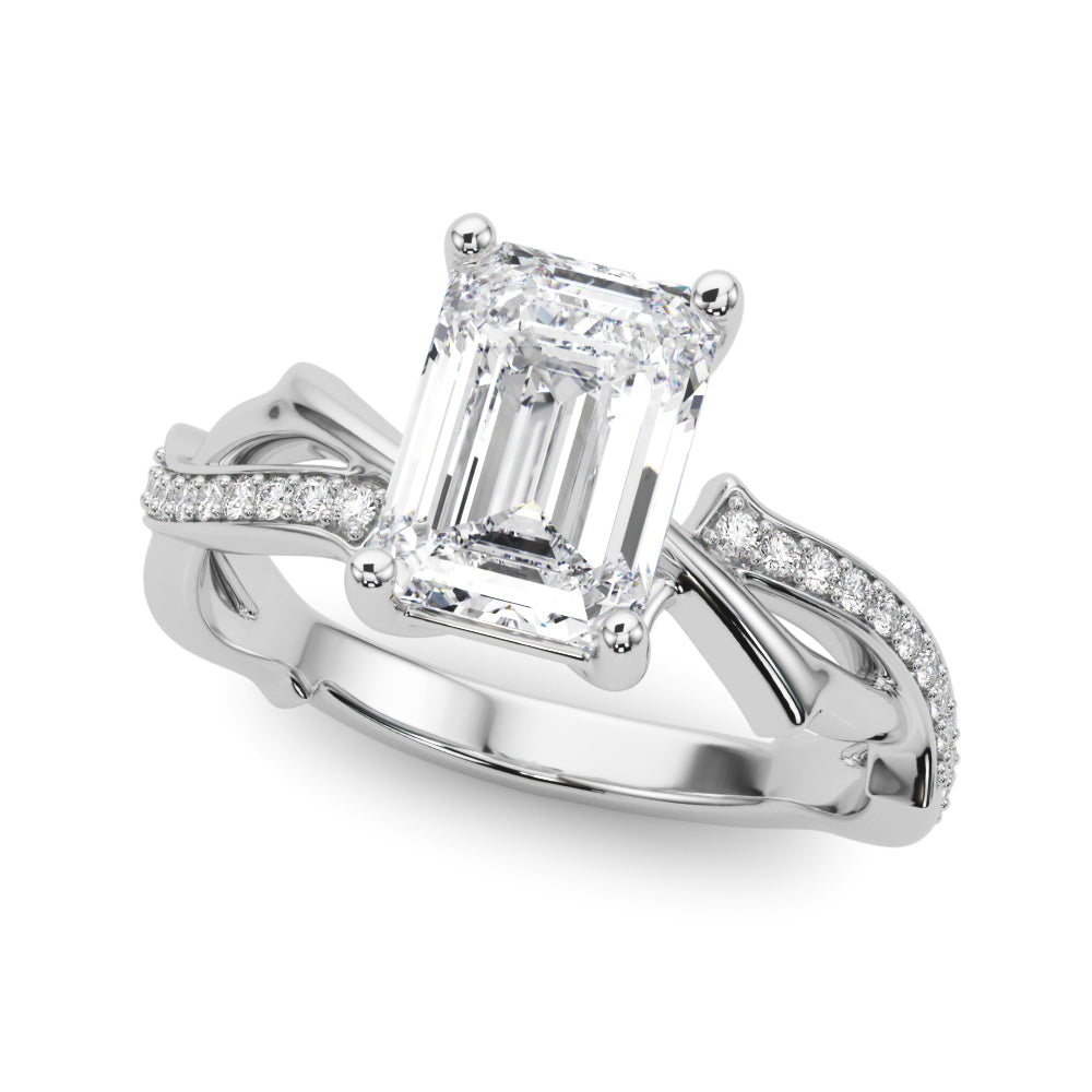 Graceful Twisted Shank Engagement Ring Round Diamond Engagement Ring — 9K/18K Gold & Platinum