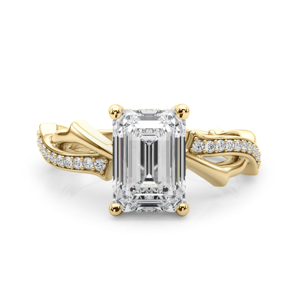 Graceful Twisted Shank Engagement Ring Round Diamond Engagement Ring — 9K/18K Gold & Platinum