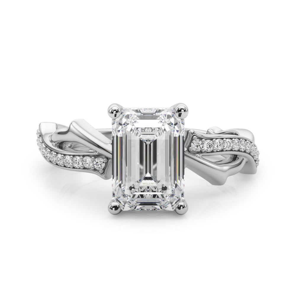 Graceful Twisted Shank Engagement Ring Round Diamond Engagement Ring — 9K/18K Gold & Platinum