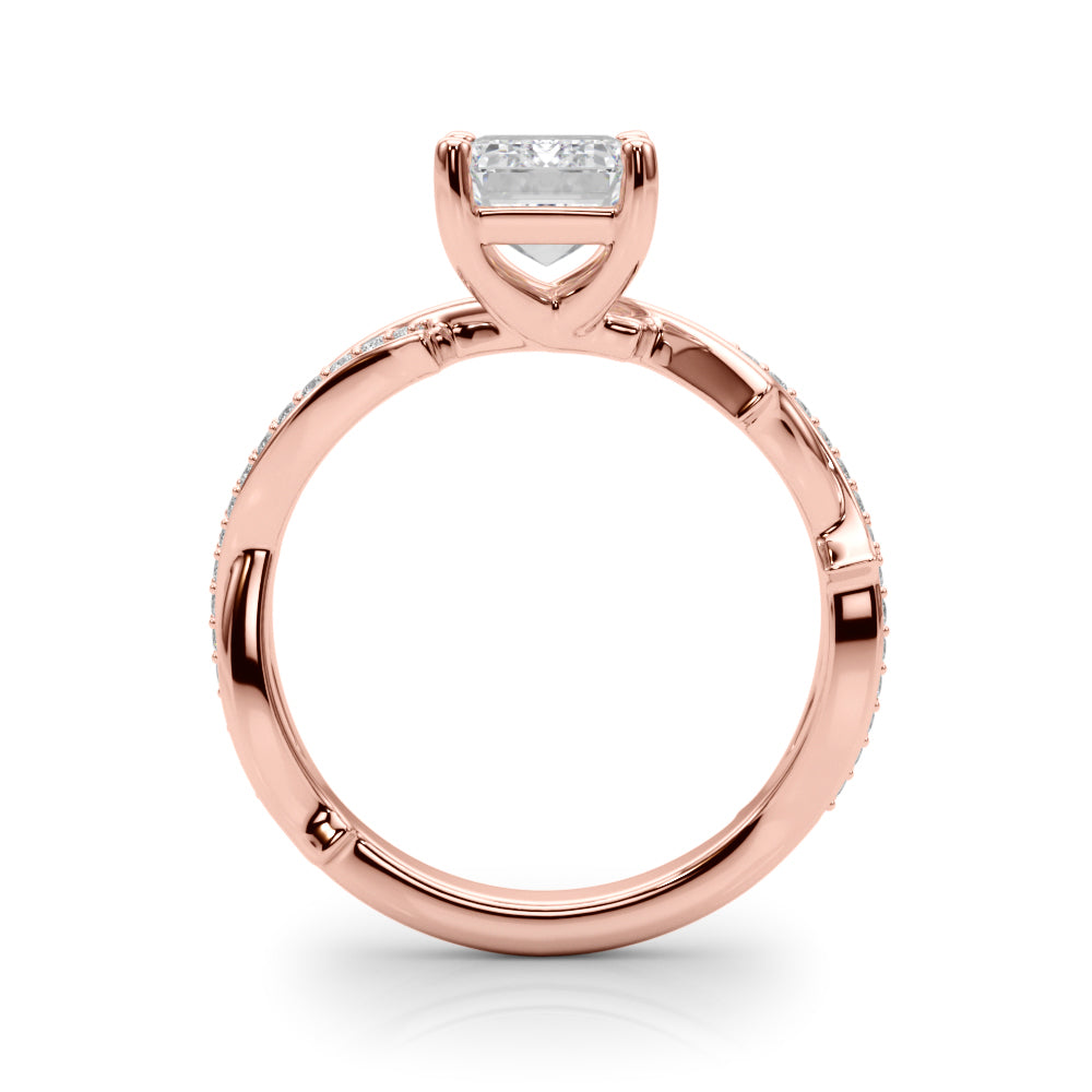 Graceful Twisted Shank Engagement Ring Round Diamond Engagement Ring — 9K/18K Gold & Platinum
