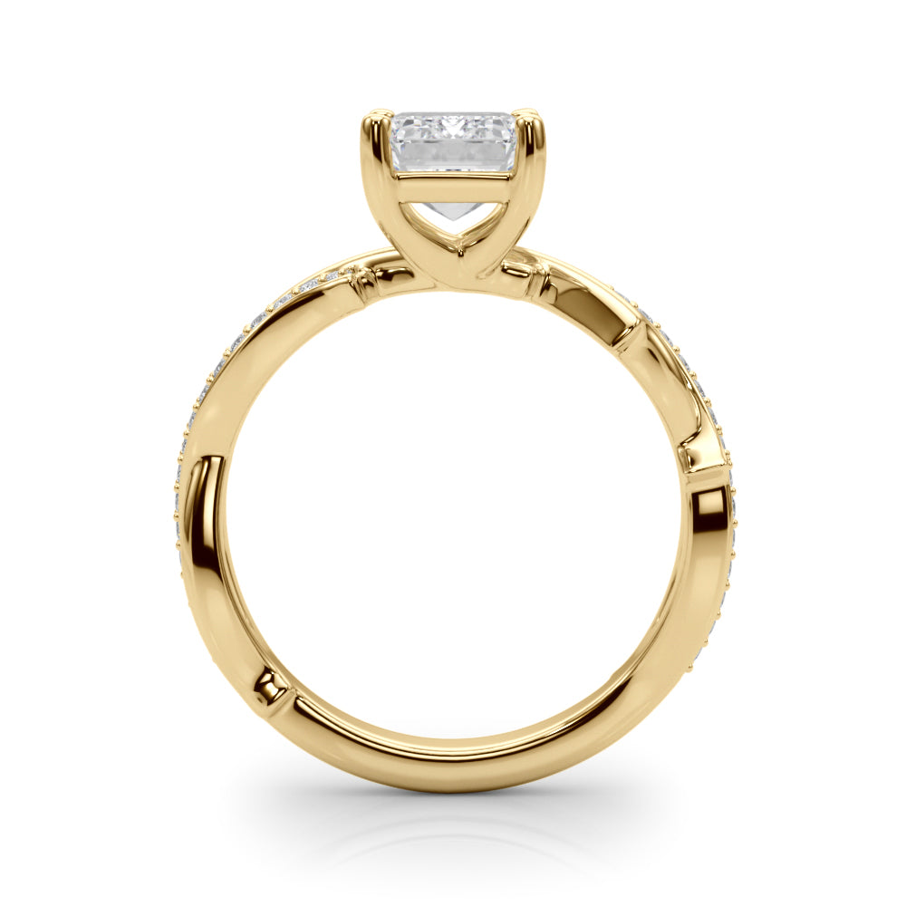 Graceful Twisted Shank Engagement Ring Round Diamond Engagement Ring — 9K/18K Gold & Platinum