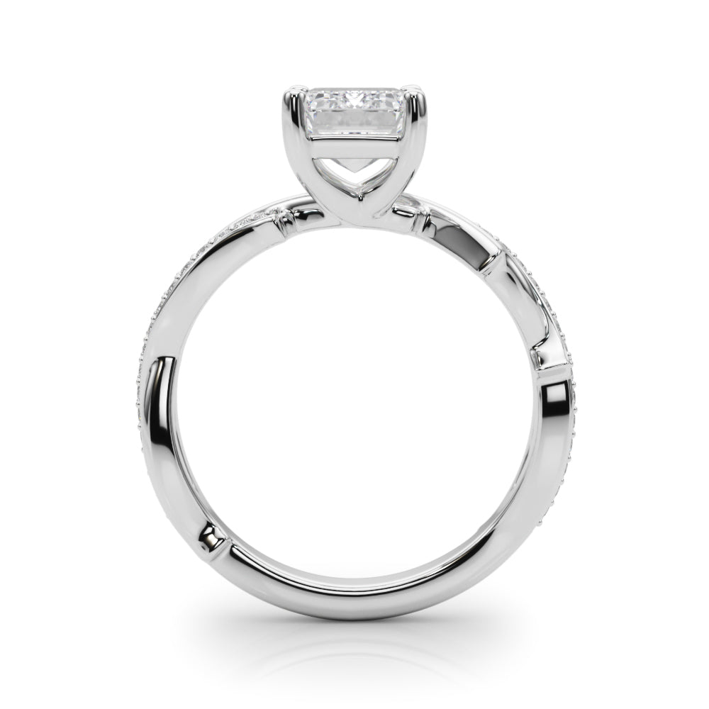 Graceful Twisted Shank Engagement Ring Round Diamond Engagement Ring — 9K/18K Gold & Platinum