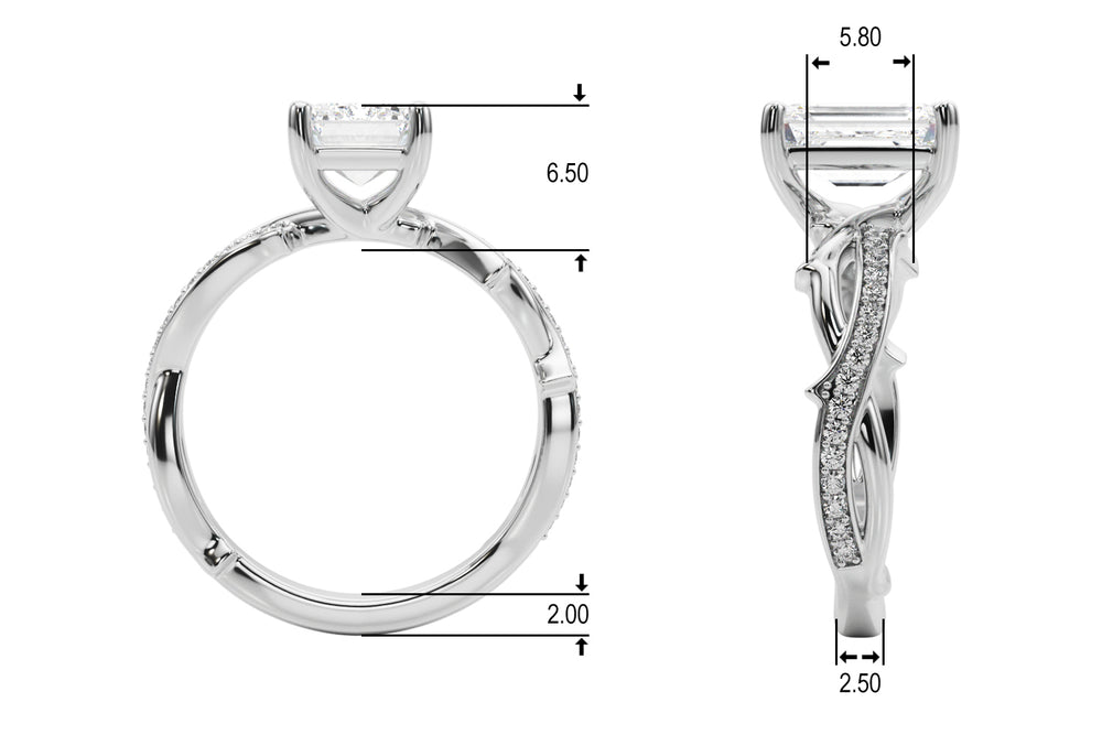 Graceful Twisted Shank Engagement Ring Round Diamond Engagement Ring — 9K/18K Gold & Platinum
