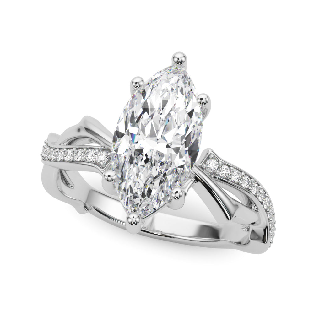Graceful Twisted Shank Engagement Ring Round Diamond Engagement Ring — 9K/18K Gold & Platinum