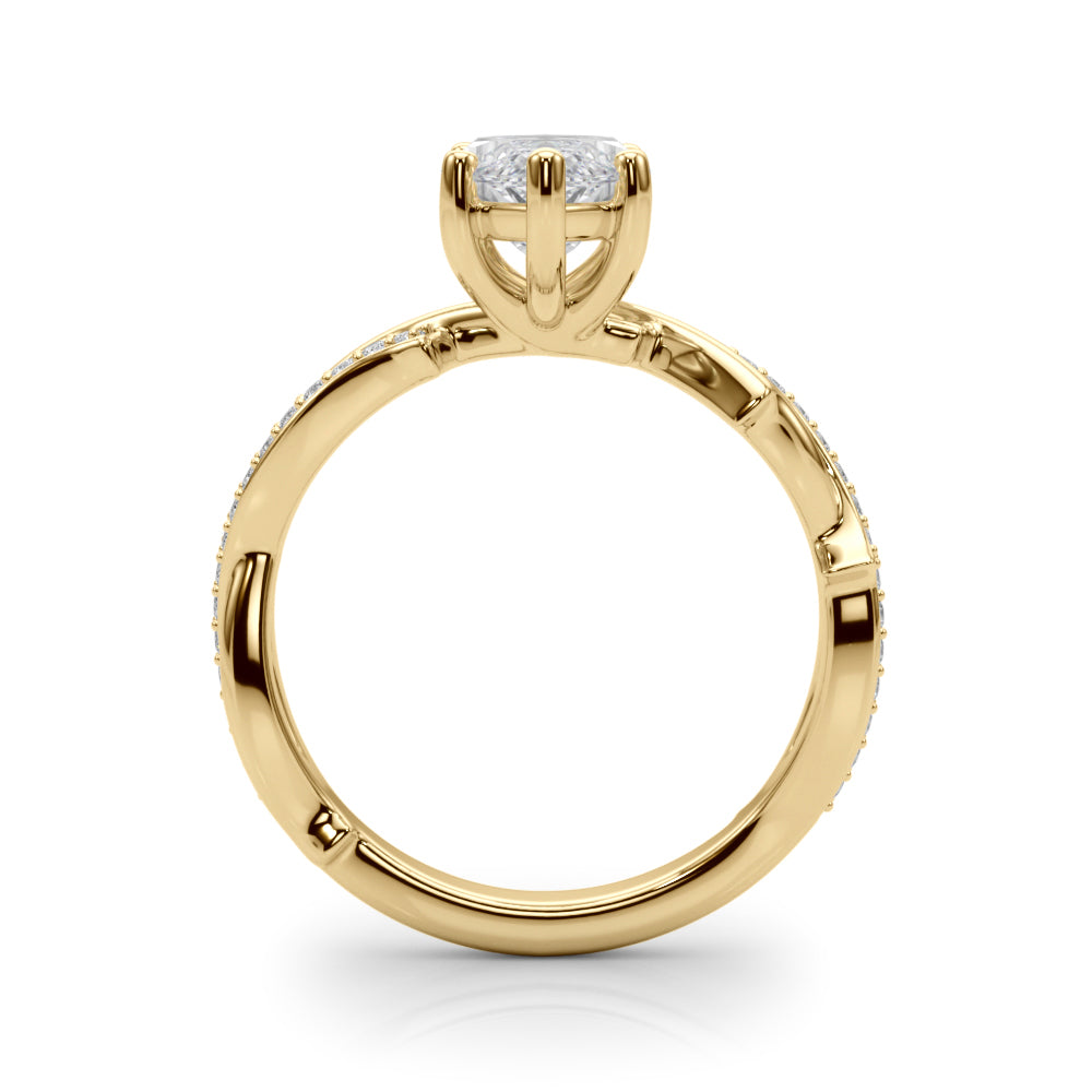 Graceful Twisted Shank Engagement Ring Round Diamond Engagement Ring — 9K/18K Gold & Platinum