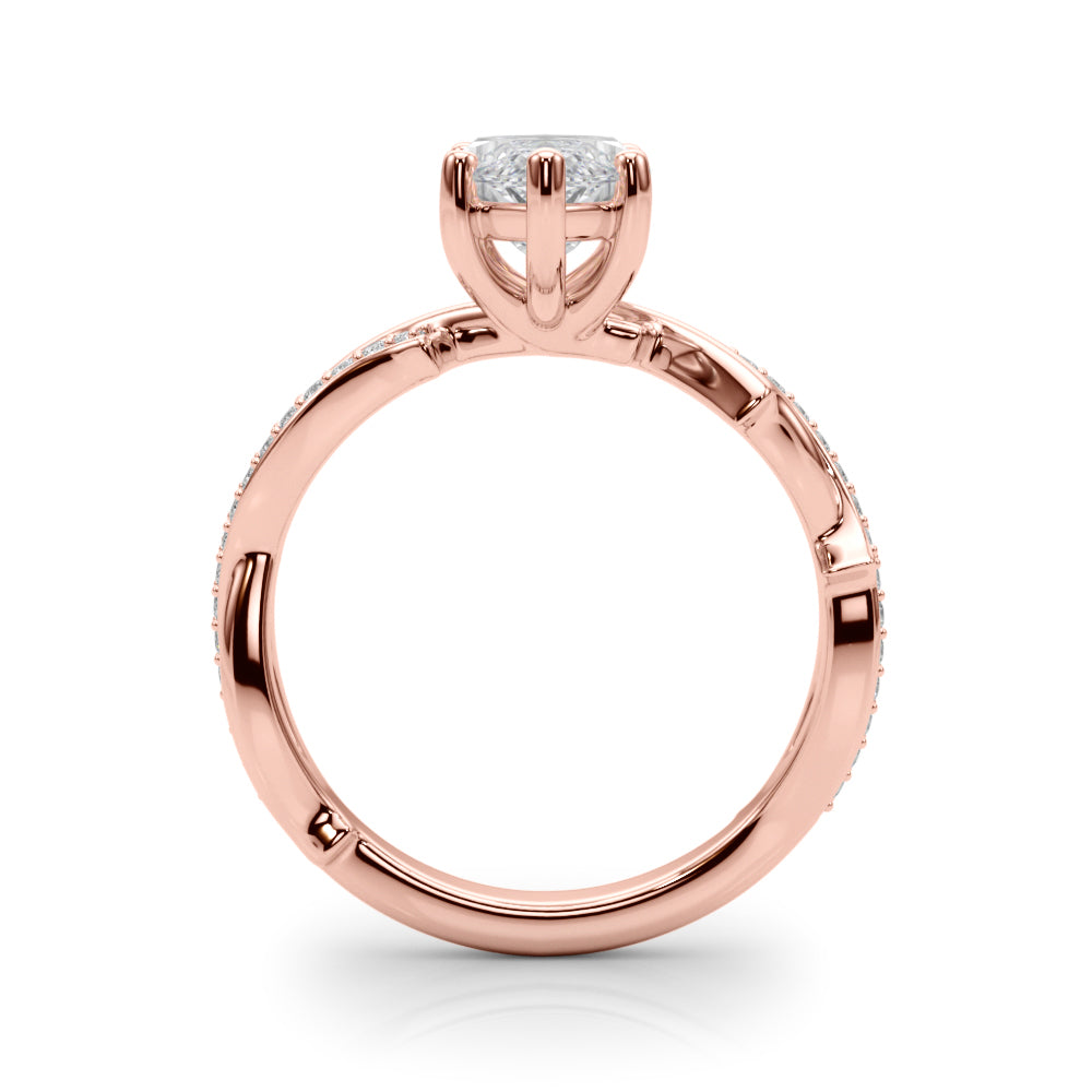 Graceful Twisted Shank Engagement Ring Round Diamond Engagement Ring — 9K/18K Gold & Platinum