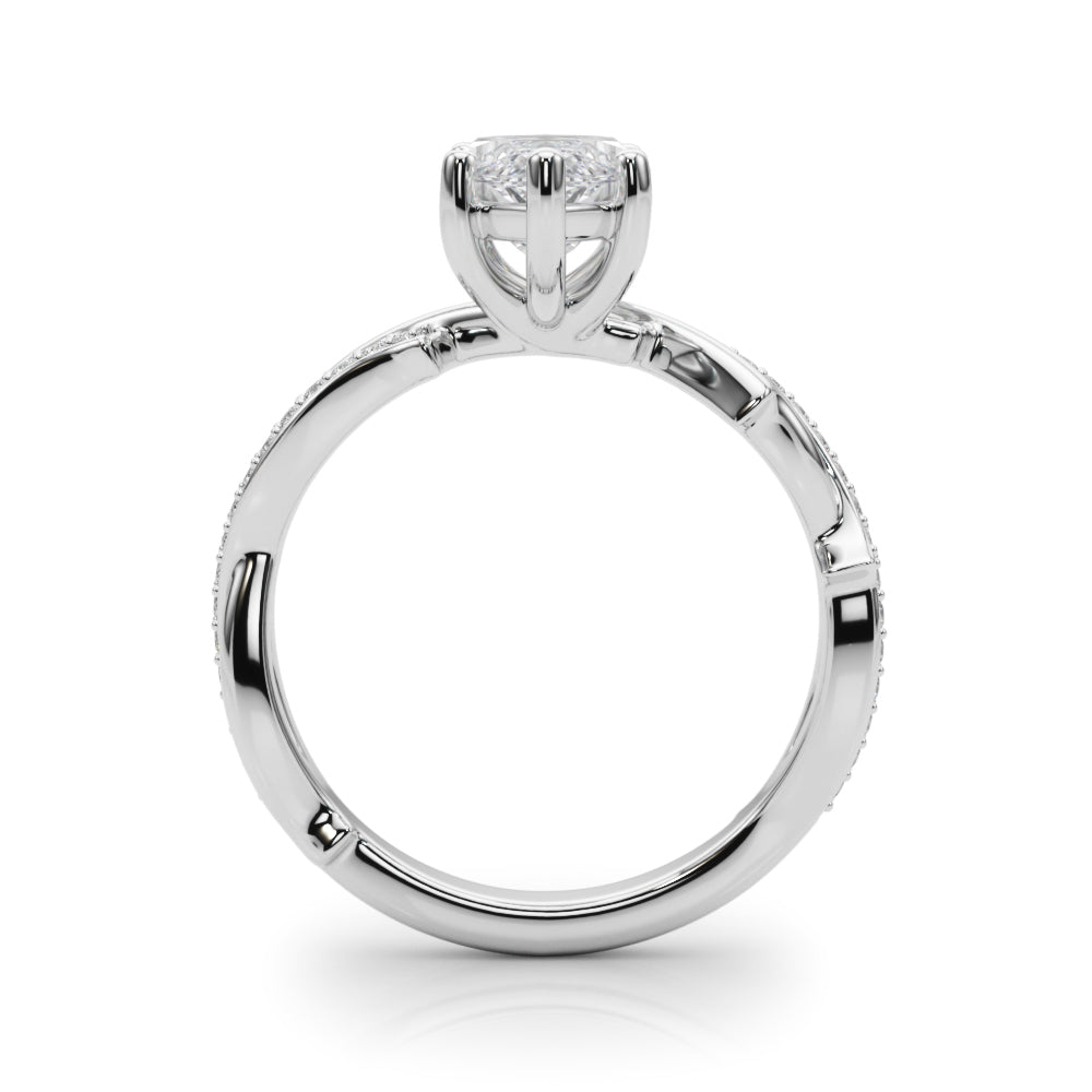Graceful Twisted Shank Engagement Ring Round Diamond Engagement Ring — 9K/18K Gold & Platinum