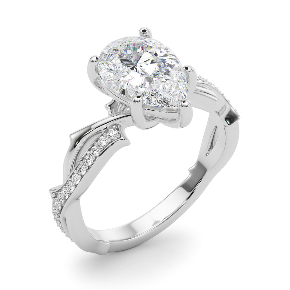Graceful Twisted Shank Engagement Ring Round Diamond Engagement Ring — 9K/18K Gold & Platinum