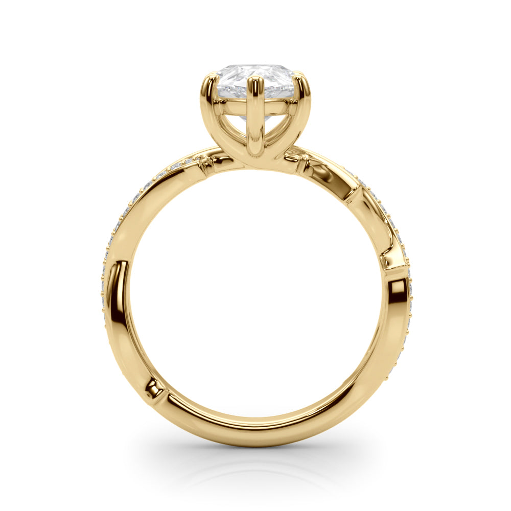 Graceful Twisted Shank Engagement Ring Round Diamond Engagement Ring — 9K/18K Gold & Platinum