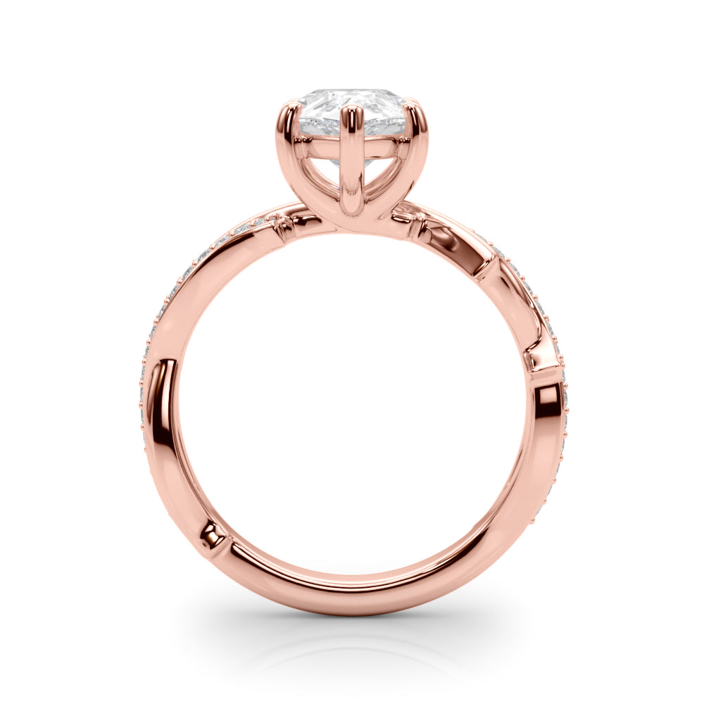 Graceful Twisted Shank Engagement Ring Round Diamond Engagement Ring — 9K/18K Gold & Platinum