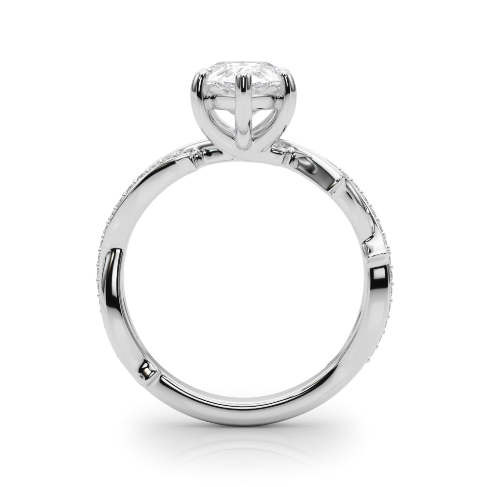 Graceful Twisted Shank Engagement Ring Round Diamond Engagement Ring — 9K/18K Gold & Platinum