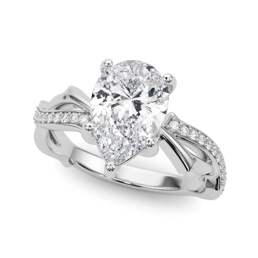 Graceful Twisted Shank Engagement Ring Round Diamond Engagement Ring — 9K/18K Gold & Platinum