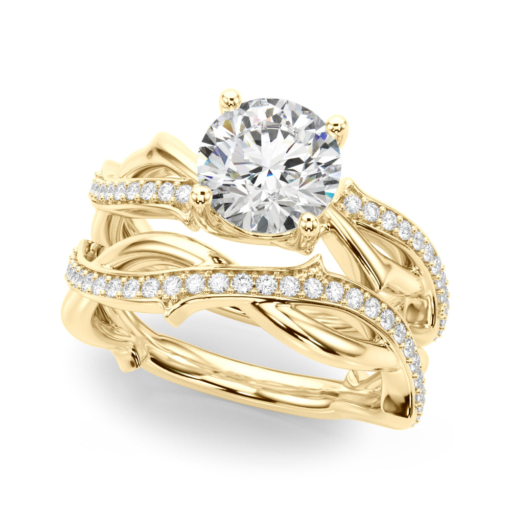 Graceful Twisted Shank Engagement Ring Round Diamond Engagement Ring — 9K/18K Gold & Platinum