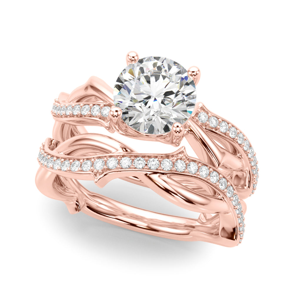 Graceful Twisted Shank Engagement Ring Round Diamond Engagement Ring — 9K/18K Gold & Platinum