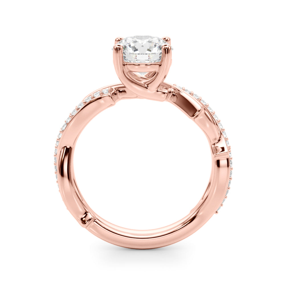 Graceful Twisted Shank Engagement Ring Round Diamond Engagement Ring — 9K/18K Gold & Platinum