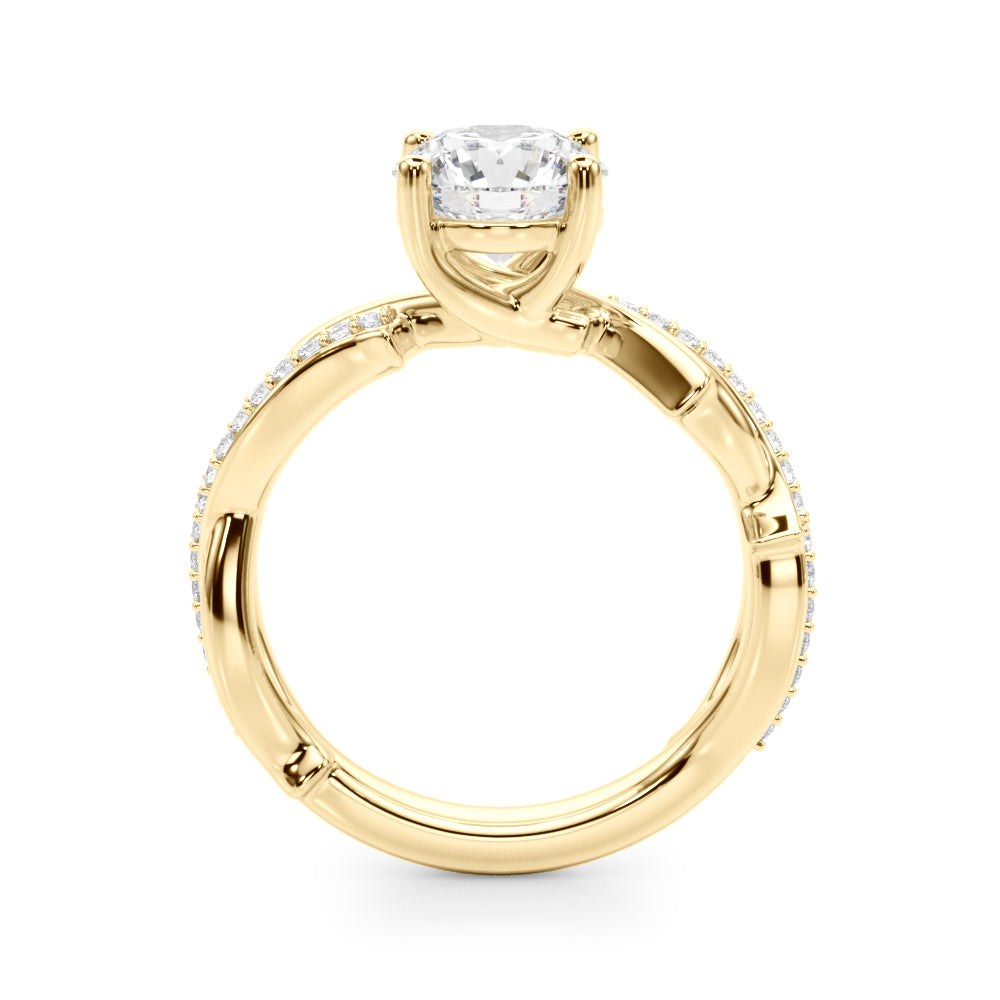 Graceful Twisted Shank Engagement Ring Round Diamond Engagement Ring — 9K/18K Gold & Platinum