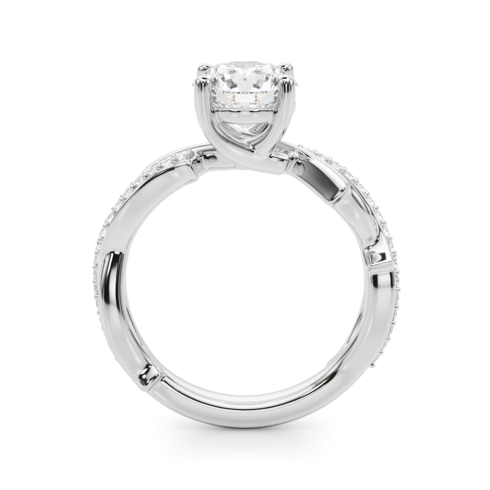 Graceful Twisted Shank Engagement Ring Round Diamond Engagement Ring — 9K/18K Gold & Platinum