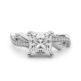 Graceful Twisted Shank Engagement Ring Round Diamond Engagement Ring — 9K/18K Gold & Platinum