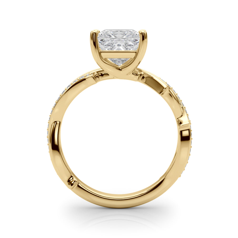 Graceful Twisted Shank Engagement Ring Round Diamond Engagement Ring — 9K/18K Gold & Platinum