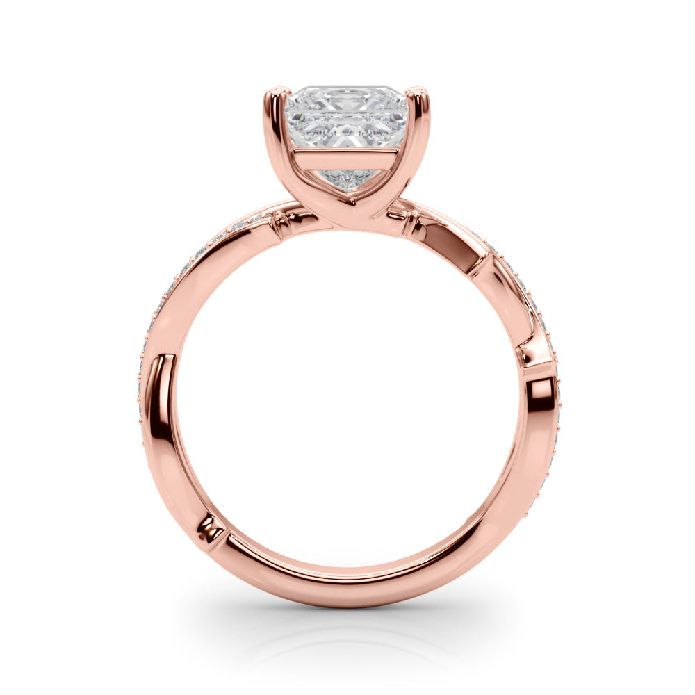 Graceful Twisted Shank Engagement Ring Round Diamond Engagement Ring — 9K/18K Gold & Platinum