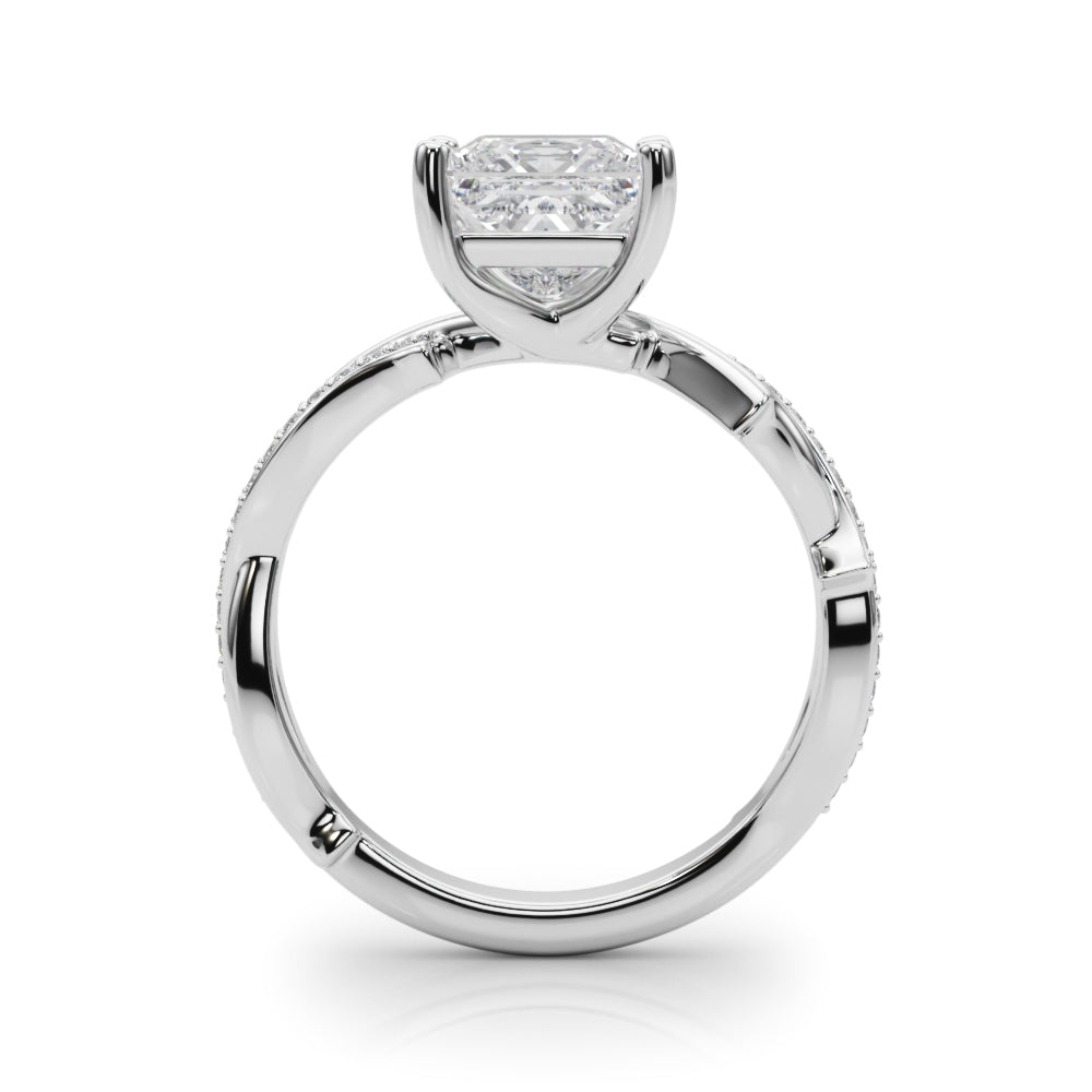 Graceful Twisted Shank Engagement Ring Round Diamond Engagement Ring — 9K/18K Gold & Platinum