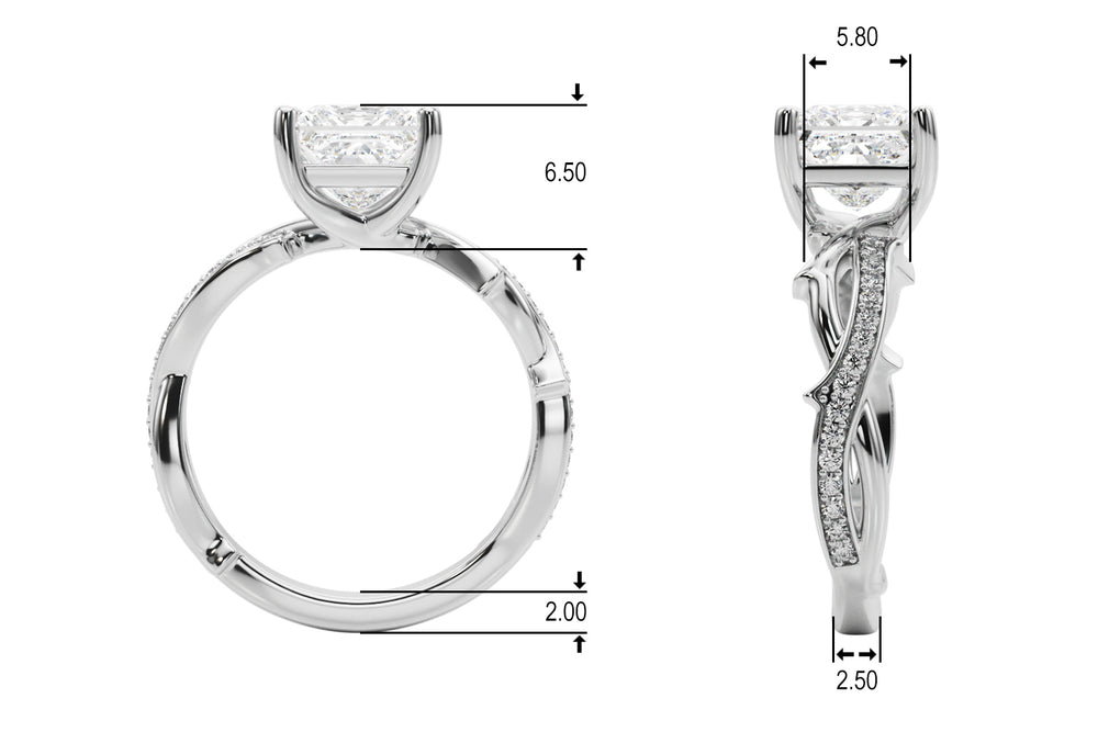 Graceful Twisted Shank Engagement Ring Round Diamond Engagement Ring — 9K/18K Gold & Platinum