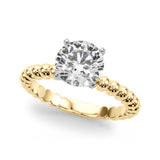 Classic Bead Engagement Ring Round Diamond Engagement Ring — 9K/18K Gold & Platinum