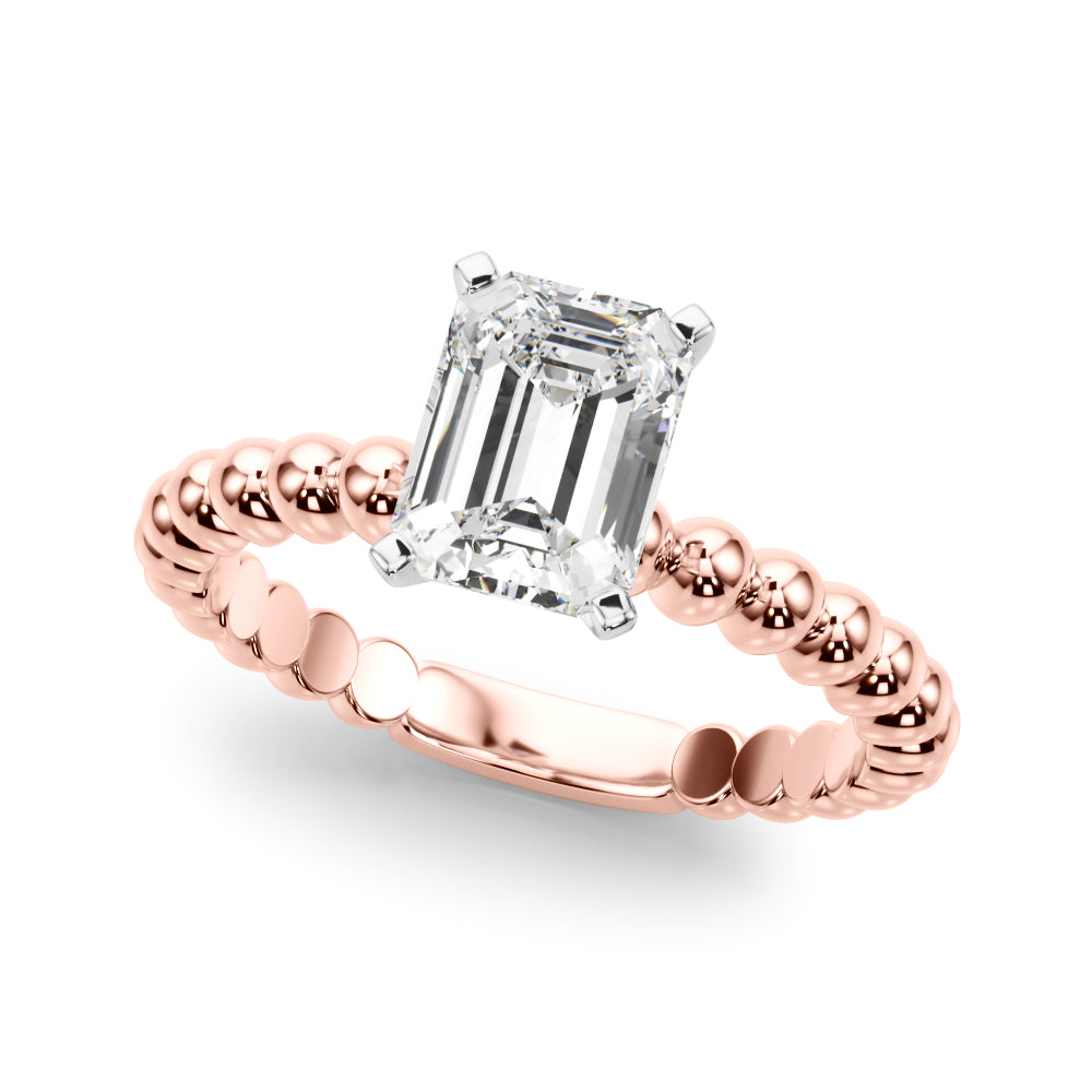 Classic Bead Engagement Ring Round Diamond Engagement Ring — 9K/18K Gold & Platinum