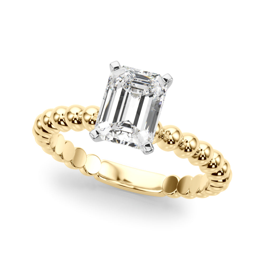 Classic Bead Engagement Ring Round Diamond Engagement Ring — 9K/18K Gold & Platinum